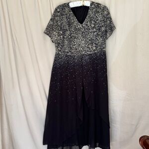 Elegant Black and Silver Evening Dress